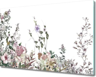 Produktbild von Herd-Abdeckplatte Glas Schneidebrett Ceranfeld-Abdeckung - 80x52 cm - Rosa Rosen Blumen