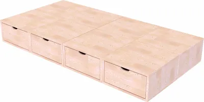 Produktbild von Bett mit Schubladen 90x200 Würfel - Roh (ohne Lack)