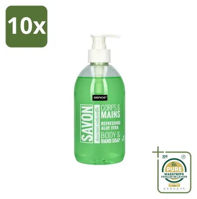 Image de 10 flacons de savon pour les mains Sence, à l'aloé vera rafraîchissant, contenance : 500 ml, lot de 10