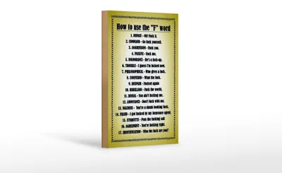 Produktbild von Holzschild Spruch 12x18cm How to use the F word