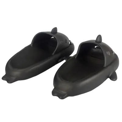Produktbild von Damen Herren Badelatschen Schaumstoff Badeschuhe Hausschuhe Haifisch Schwarz Gr.44/45
