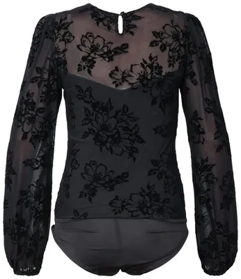 Produktbild von Marjo Trachtenbody Neufelden schwarz Spitze mit floralem Devoré-Muster Größe 48