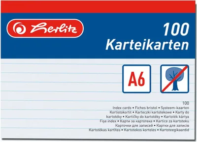 Produktbild von Herlitz Karteikarte A6 liniert weiß 100er Packung