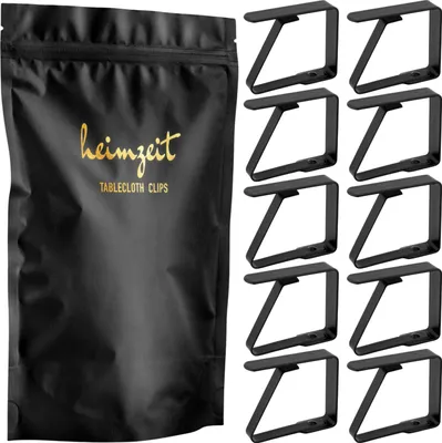Produktbild von heimzeit Tischdeckenklammern Edelstahl Schwarz - 10 Stück