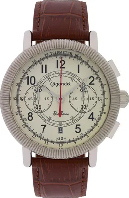Produktbild von Gigandet Quarzuhr Chronograph Edelstahl Lederband Silber Beige Red Baron IV - G19-001