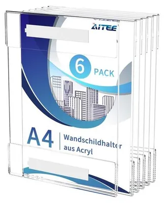 Obrázok produktu pre Sada 6 ks priehľadných samolepiacich akrylových držiakov na stenu pre montáž na stenu do kancelárie, domácnosti, obchodu alebo reštaurácie
