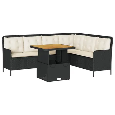 Produktbild von 2-tlg. Garten-Sofagarnitur mit Auflagen Schwarz Poly Rattan