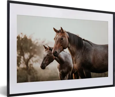 Produktbild von MuchoWow® MuchoWow® Gerahmtes Poster Pferde - Natur - Braun 60x40 cm - Poster mit zchwarzem Bilderrahmen - Schlafzimmer - Plakat in Rahmen - Drucken