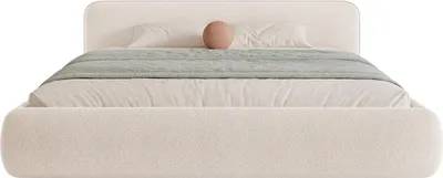 Produktbild von FEDVE Polsterbett Taftan aus Bouclé-Stoff 200x200 cm, Weiß