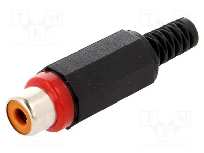 Immagine prodotto di 1 connettore RCA femmina dritto, con protezione per cavi, placcato in nichel, XKTO 1, rosso