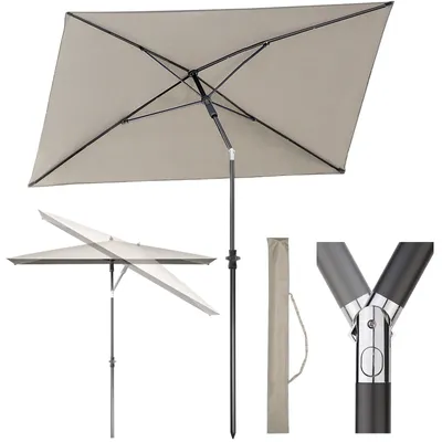 Produktbild von Sekey Sonnenschirm Balkonschirm 210 x 140 cm Rechteckig Kippbar Höhenverstellbar mit Schutzhülle UV Schutz UPF50 für Terrasse und Garten, Taupe