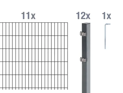 Image de Alberts 650537 Clôture en treillis double comme set complet de clôture 24 pièces, anthracite, hauteur 80 cm, longueur 22 m