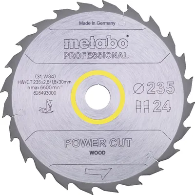 Produktbild von Metabo Sägeblatt power cut wood - professional, 235x30, Z24 WZ 20°