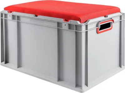 Produktbild von Eurobox NextGen Seat Box Rot | HxBxT 36,5x40x60cm | 65 Liter | Griffe offen | Grau | Eurobehälter, Sitzbox, Transportbox, Transportbehälter, Stapelbehälter