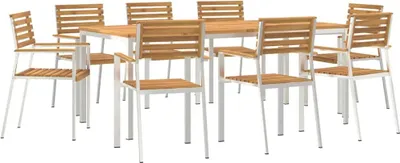 Produktbild von vidaXL Garten Essgruppe 9 pcs Massives Akazienholz und Edelstahl