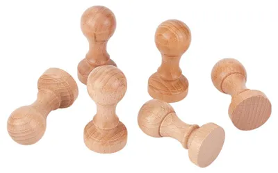 Image de Boutons en bois avec manche rond - 6 pièces - Diamètre de 30 mm - Boutons en bois pour la fabrication de tampons et travaux de loisirs créatifs