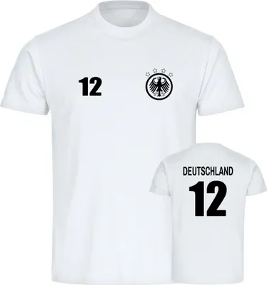 Produktbild von multifanshop Herren T-Shirt - Deutschland - Adler Retro Trikot 12, weiß, Größe L