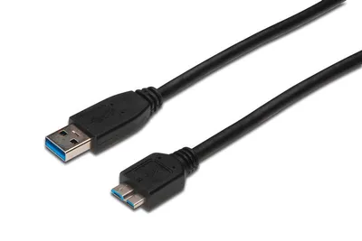 Produktbild von Digitus USB 3.0 Anschlusskabel, 0,5 m, USB A, Micro-USB B, USB 3.2 Gen 1 (3.1 Gen 1), Männlich/Männlich, Schwarz
