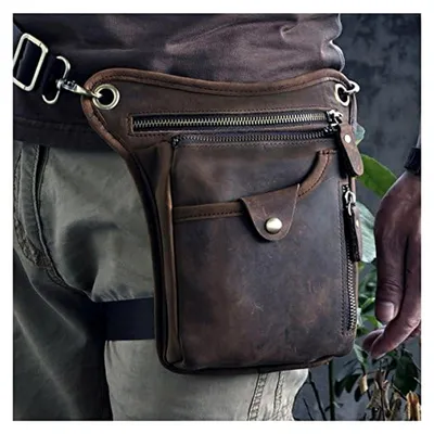 Produktbild von Herren Echtes Leder Tasche Beinbeutel Beintasche Außenbeintasche Beinbeuteltasche Reisen Hüfttasche Wandern Klettern Oberschenkeltasche für Männer Frauen 211-5