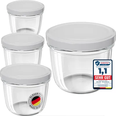 Produktbild von 50x WELLGRO Einmachgläser 230ml – Schraubdeckel TO82 weiß