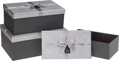 Immagine prodotto di Scatola regalo con fiocco 3 pezzi argento ROZETTE