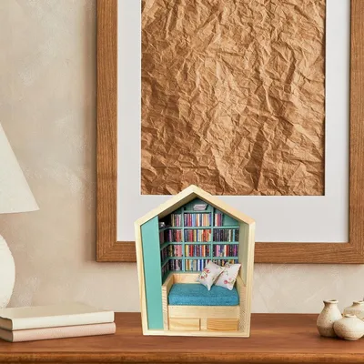 Productafbeelding van Antistressminiatuurboekenkast als hoekmodel met opslag