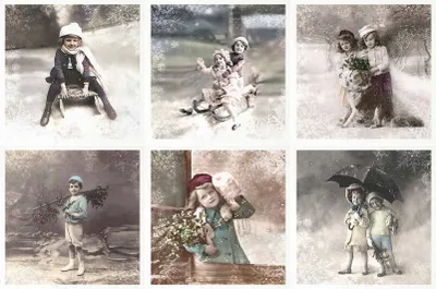 Immagine prodotto di Set di carta di riso - ITD RSM087 bambini vintage inverno