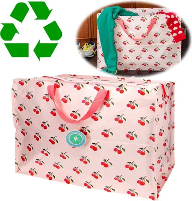 Produktbild von XXL Jumbo Bag Cherry - Kirschen 55cm Recyclet Aufbewahrungstasche Einkaufstasche
