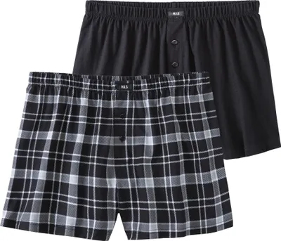 Produktbild von H.I.S. Boxer Boxershorts für Herren 2 -teilig schwarz / karo Größe L