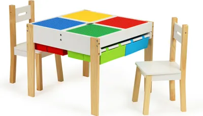 Immagine prodotto di Mobili in legno per bambini: set composto da tavolo + 2 sedie ECOTOYS