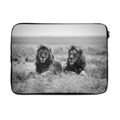 Produktbild von MuchoWow® Laptop Hülle 13 Zoll Löwen - Tiere - Savanne - Schwarz und weiß Laptoptasche - Laptophülle - Sleeve - Rundumschutz