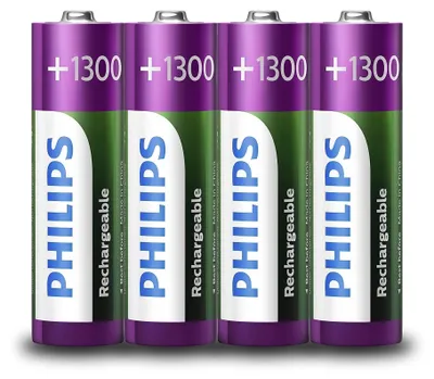 Produktbild von Philips Wiederaufladbare Batterien AA - 4 Stück - NiMH - 1300 mAh - bis zu 1000 Aufladungen