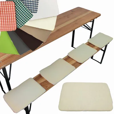 Produktbild von NYVI Bierbank Sitzkissen 36x25 cm NYVIGala 4er Set Ecru - Komfortable Sitzpolster für Bierbänke - Bierbankkissen mit elastischer Klettband Befestigung - Polster Bierzeltgarnitur