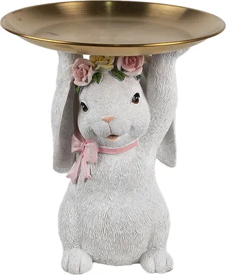Immagine prodotto di Clayre & Eef figura decorativa coniglio Ø 21x23 cm plastica bianca
