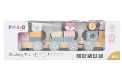 Obrázok produktu pre VIGA PolarB Drevená železnica s vagónikmi a zvieratkami na skladanie – Montessori