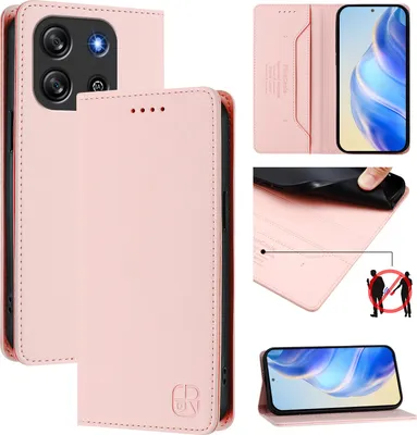 Produktbild von Lederhülle für Blackview Oscal Flat 1C Hülle Flip Brieftasche Kartenfächern Ständer Schutzhülle Pink
