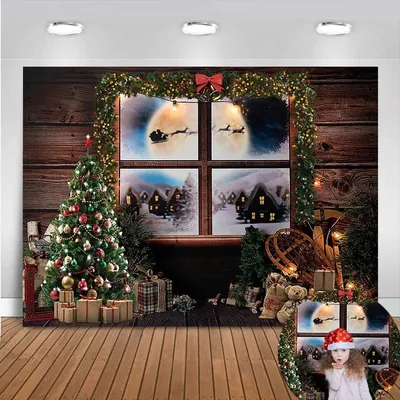 Productafbeelding van Solidchoice - 8x6ft Kerstvenster Achtergrond Banner voor Foto's
