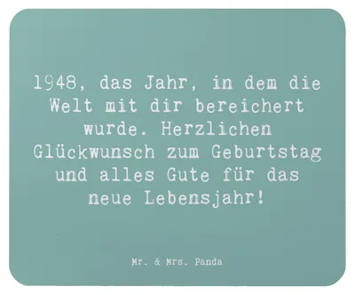 Produktbild von Mr. & Mrs. Panda Mouse Pad Spruch 1948 Geburtstag - Meeresbrise - Geschenk, computer mauspad, Jubiläum, Erinnerungen, Glückwunsch, liebevolle Worte, Weltereignisse