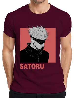 Zdjęcie produktu dla Koszulka męska SATORU GOJO Jujutsu Kaisen Anime Aesthetics Gift Blindfold, bordowy, S