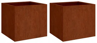 Produktbild von 2x Cortenstahl Pflanzgefäße rechteckig 49x47x46 cm Wetterfest