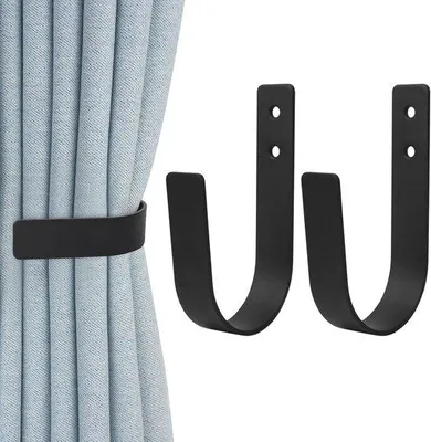 Produktbild von Famanu Gardinenhalter U-Form - 2 Stück, Schwarz