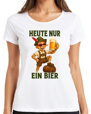 Immagine prodotto di Oggi solo una birra. Maglietta da donna bianca con scritta "Pinocchio", "Lederhosen", "Oktoberfest", "Dirndl", "Bugia". Taglia L