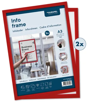 Produktbild von EUROPEL Magnetrahmen INFO FRAME DIN A3 rot 2 Stück