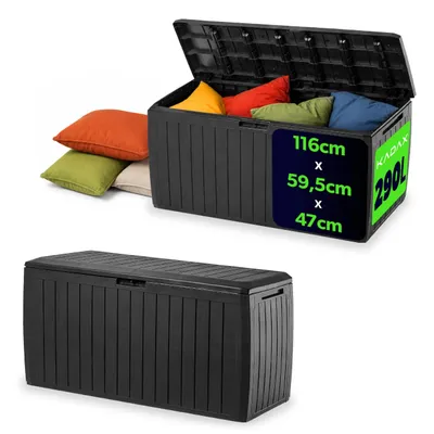 Immagine prodotto di Cassetta da giardino KADAX "Amfisa", cassetta di plastica, cassetta da giardino, cassetta da giardino, antracite, 290L, 116 cm