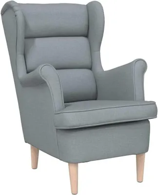 Produktbild von Hellgrauer Stoff-Loungesessel mit bequemer Polsterung und Beinen aus Gummibaumholz, moderner Relaxsessel für Wohnzimmer, Schlafzimmer und Büro, 74 x 84 x 100 cm