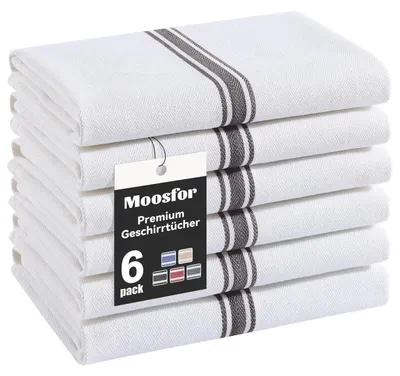 Produktbild von Geschirrtücher 100% Baumwolle 6er Set 38 x 64 cm Schwarz