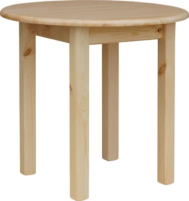 A round wooden table with four legs, shown from a front-facing angle against a white background.