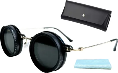 Produktbild von Kleine, runde, polarisierte Sonnenbrille für Männer und Frauen, 1–9 Gänge, verstellbare Tönung, Sonnenbrille mit ND-Filtergläsern für Strand, schattiges Angeln, Autofahren