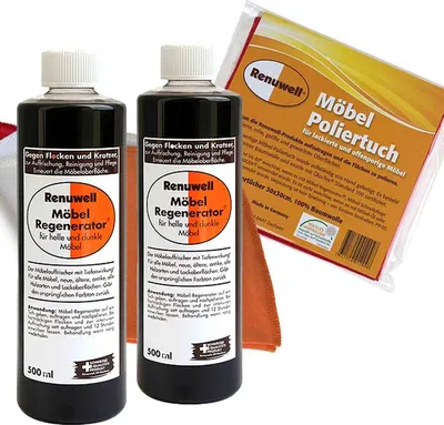 Produktbild von Renuwell Möbel Poliertuch 4 Stück - Möbel-Regenerator 2 × 500 ml Spar-Set