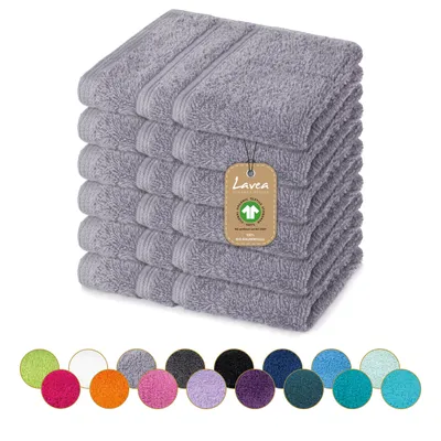 Zdjęcie produktu dla Zestaw 6 sztuk ręczników Lavea® Seiftuch, 30x30 cm, ściereczki do mycia, 100% bawełna, ręczniki gościnne, bardzo chłonne, nadające się do prania, wytrzymałe, seria Bali - jasnoszary